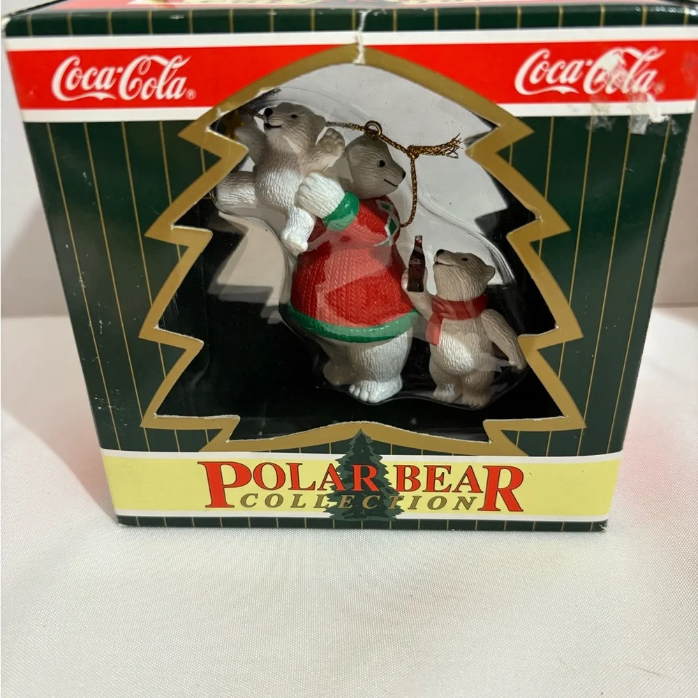 Coca-Cola Polar Bear Collection Christmas ornament 1998 features snow snow bears